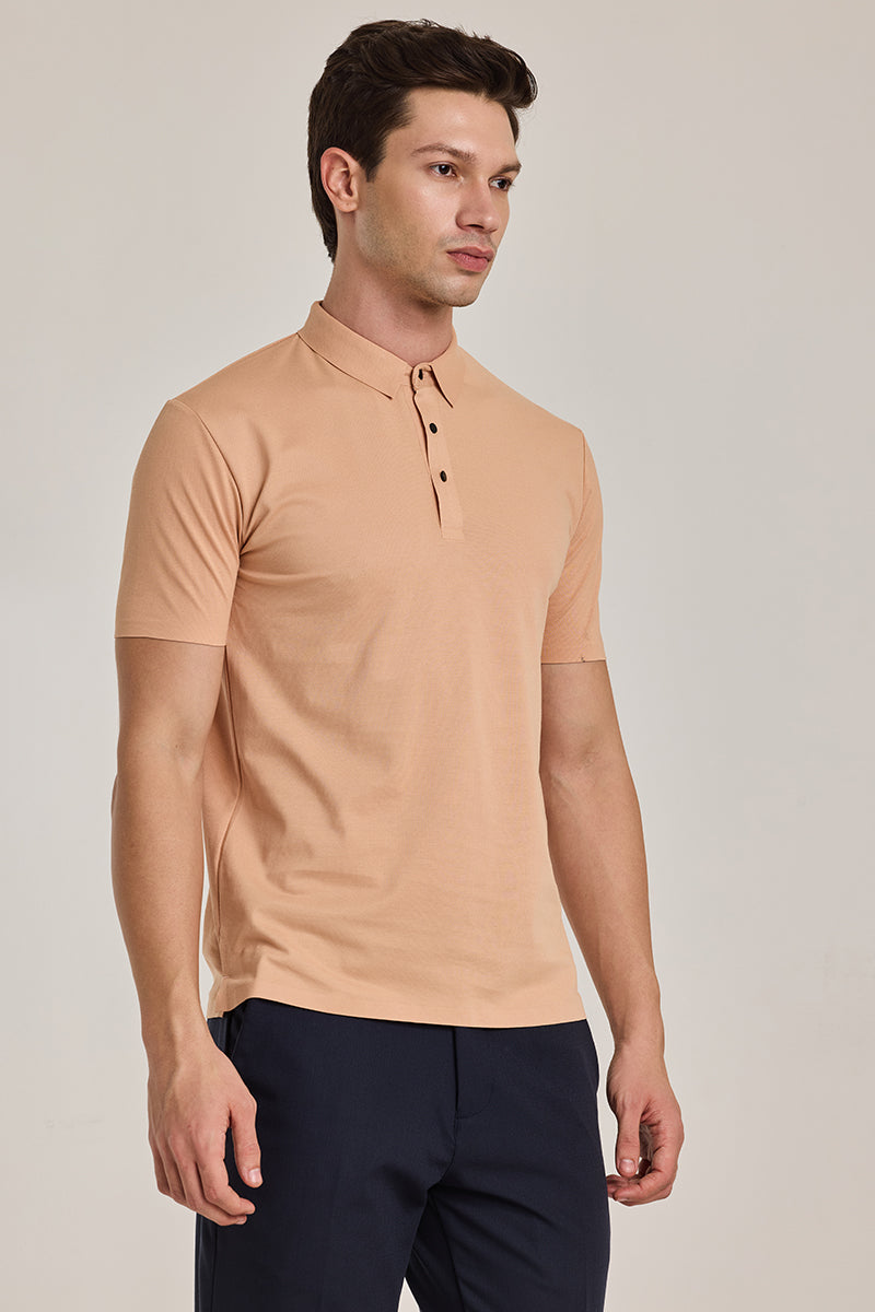 Peach Stitchless Polo T-Shirt