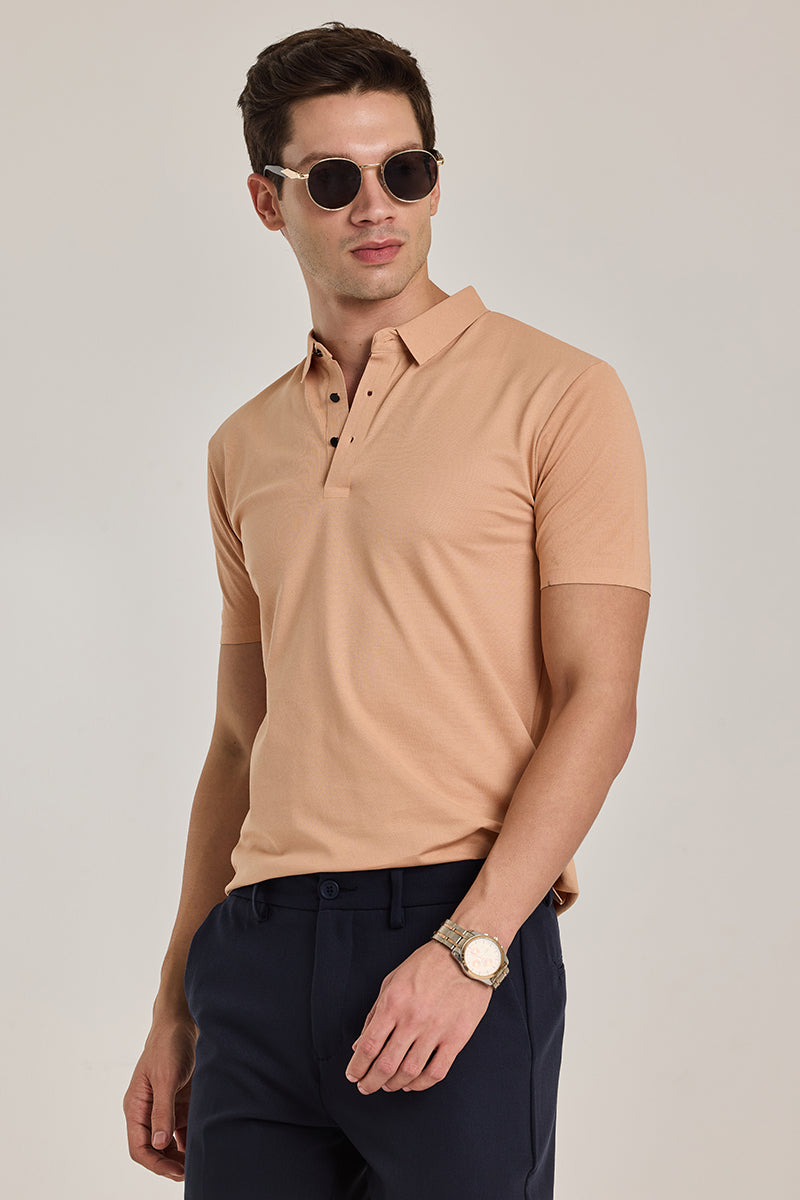 Peach Stitchless Polo T-Shirt