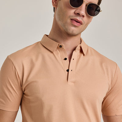 Peach Stitchless Polo T-Shirt