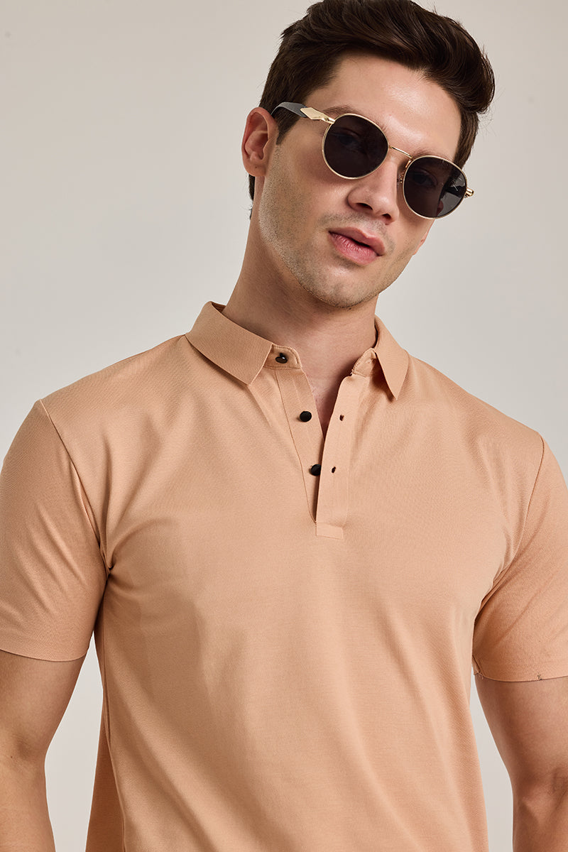 Peach Stitchless Polo T-Shirt