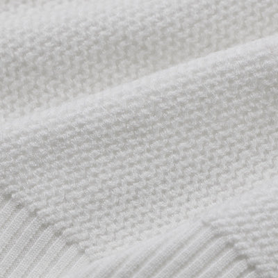 White Knitted Polo Sweater