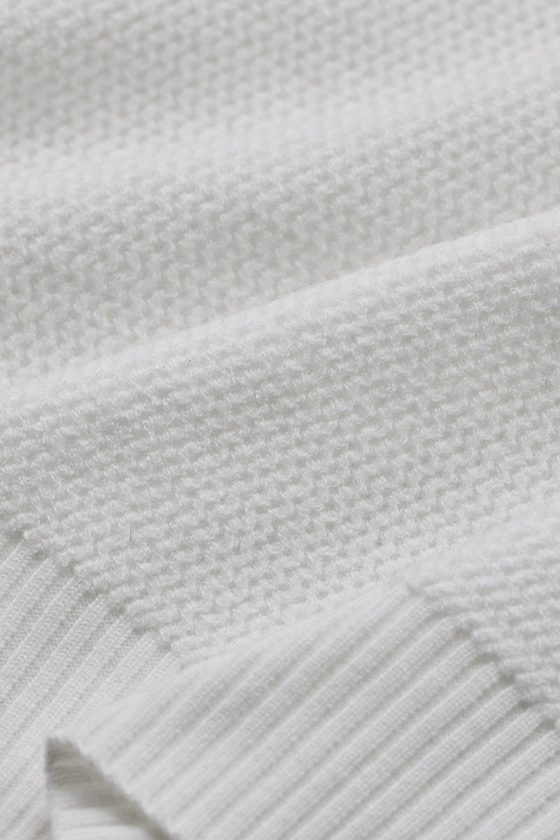 White Knitted Polo Sweater