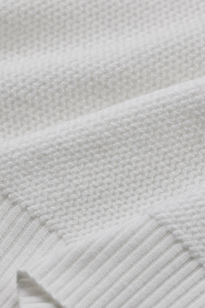 White Knitted Polo Sweater