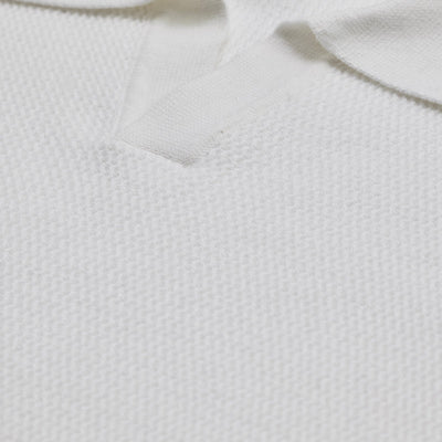 White Knitted Polo Sweater