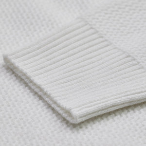 White Knitted Polo Sweater