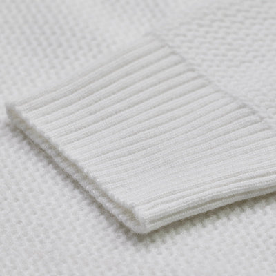 White Knitted Polo Sweater