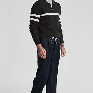 Black Stripes Polo Sweater