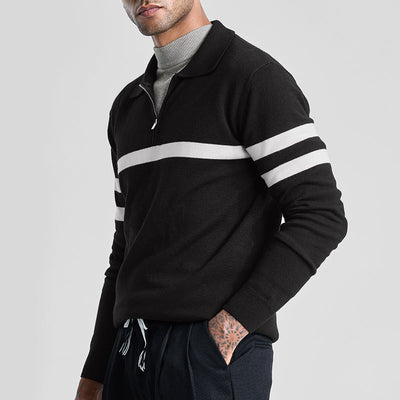 Black Stripes Polo Sweater