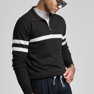 Black Stripes Polo Sweater