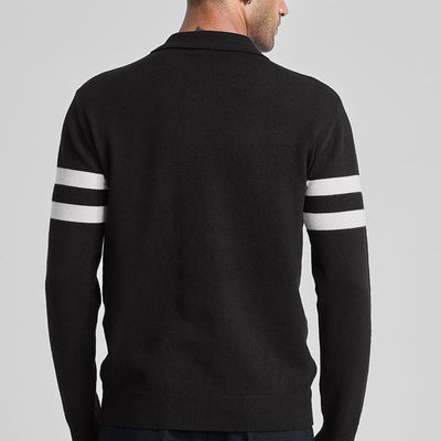 Black Stripes Polo Sweater