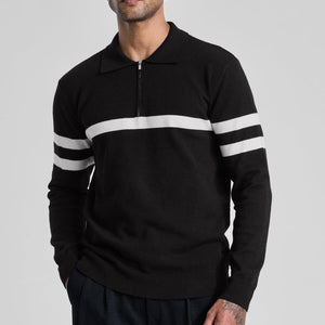 Black Stripes Polo Sweater