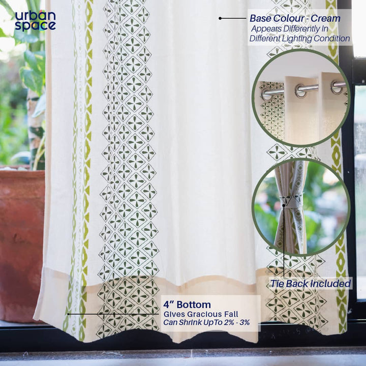 100% Cotton Curtains for Living Room, Bedroom curtains - Pack of 2 curtains, Global Border