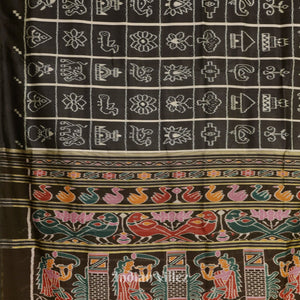 Black Grey Nabakothi Contemporary Silk Saree