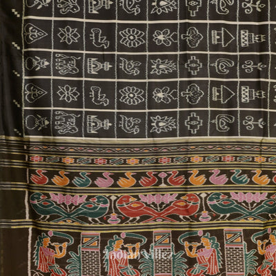 Black Grey Nabakothi Contemporary Silk Saree