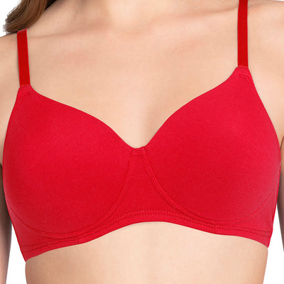 Cotton Dream Padded Non Wired T-shirt Bra - Crimson