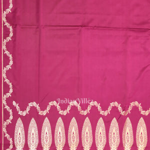 Magenta Pink Soft Pure Mashru Satin Silk Banarasi Saree