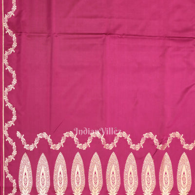 Magenta Pink Soft Pure Mashru Satin Silk Banarasi Saree