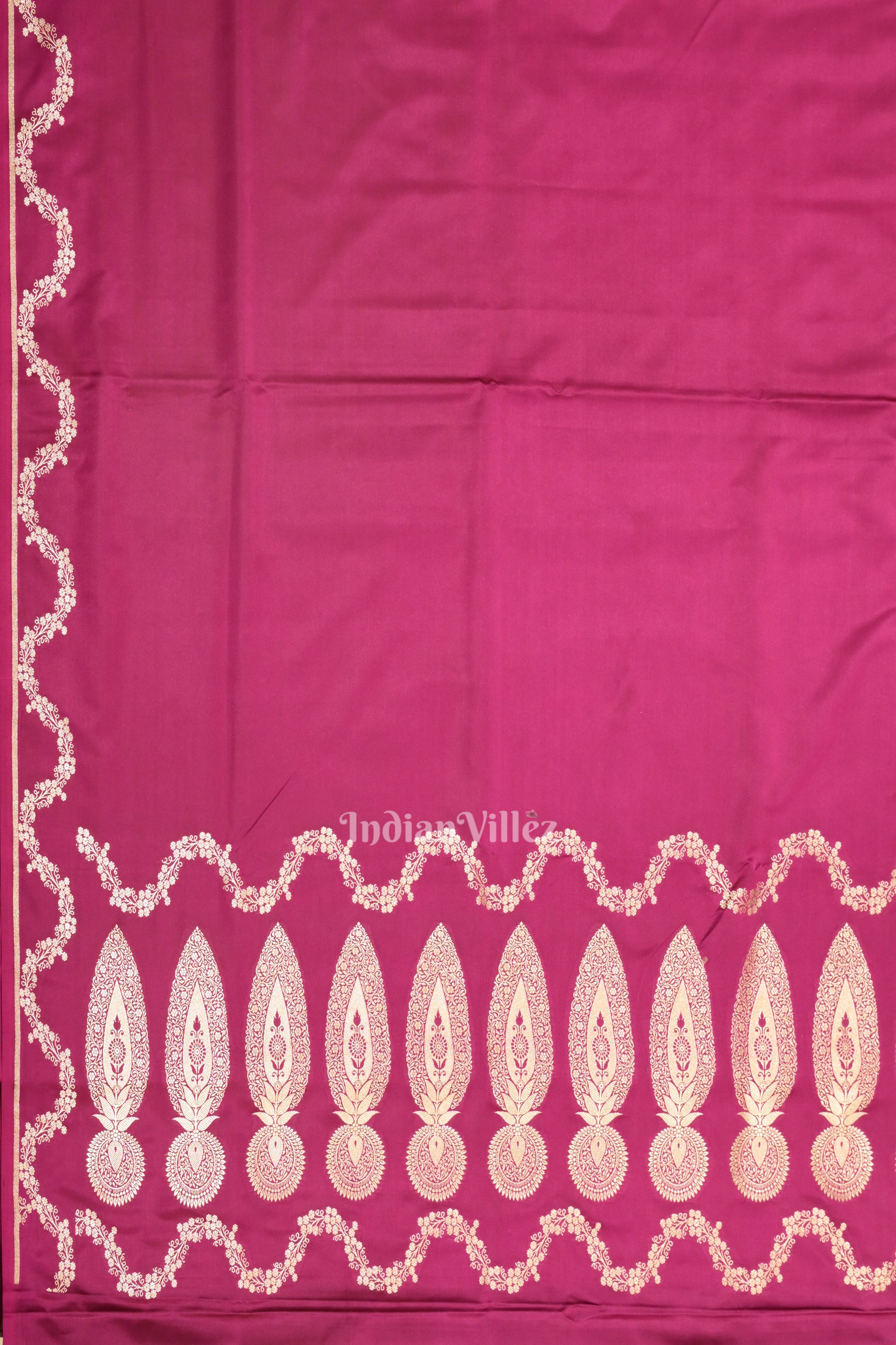 Magenta Pink Soft Pure Mashru Satin Silk Banarasi Saree