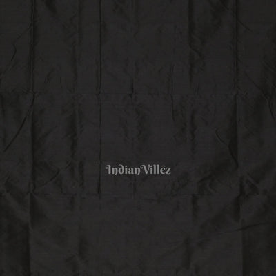 Black with Yellow Box Pattern Sambalpuri Pure Ikat Silk Saree