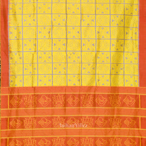 Yellow Red Nabakothi Odisha Ikat Contemporary Designer Saree