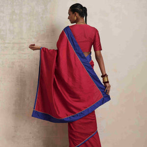trueBrowns Red Silk Ready To Wear Saree