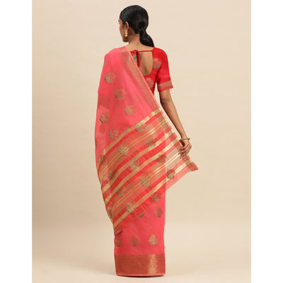 Gajari Woven Cotton Silk Saree