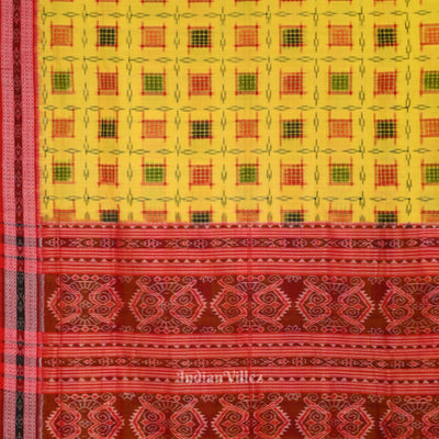 Yellow Ashwini Theme Sambalpuri Cotton Saree