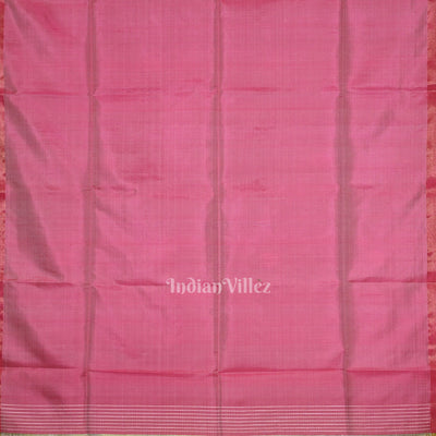 Green Pink Pure Bishnupuri Silk Saree with Budha Tissue Anchal