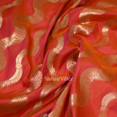 Pink Dual Tone Pure Mashru Satin Silk Banarasi Saree