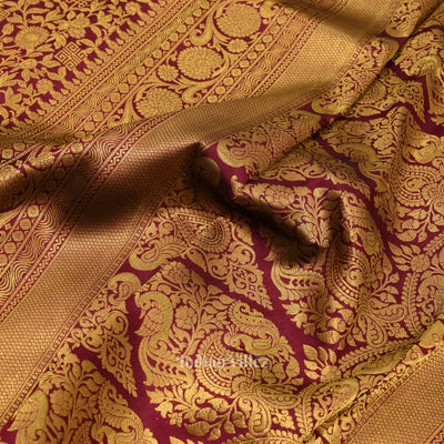 Dark Purple With Golden Pure Kanjivaram Silk Saree