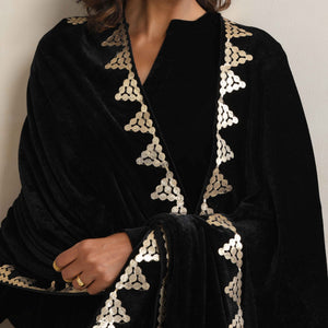 trueBrowns Black Velvet Gota Patti Stole