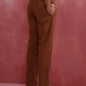 trueBrowns Men's Brown Cotton Twill Pant