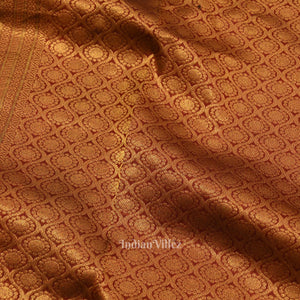 Golden Maroon Pure Kanjivaram Silk Saree