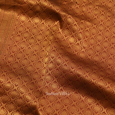 Golden Maroon Pure Kanjivaram Silk Saree