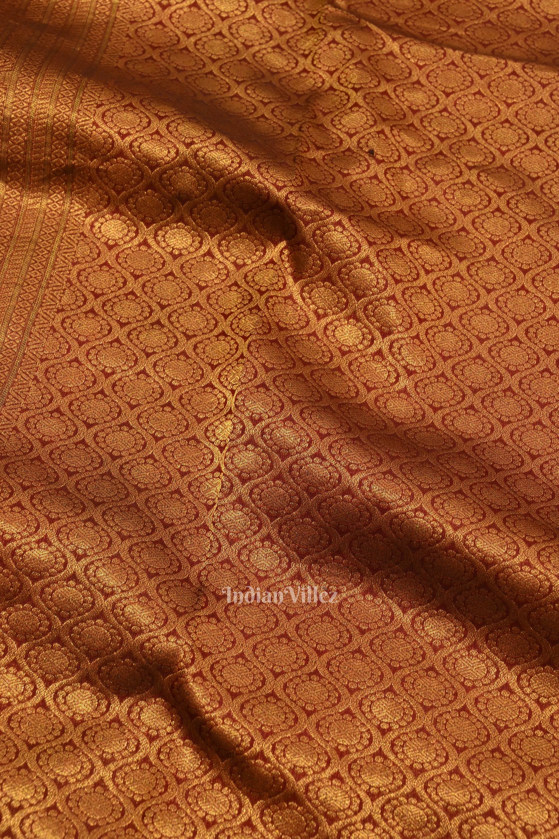 Golden Maroon Pure Kanjivaram Silk Saree
