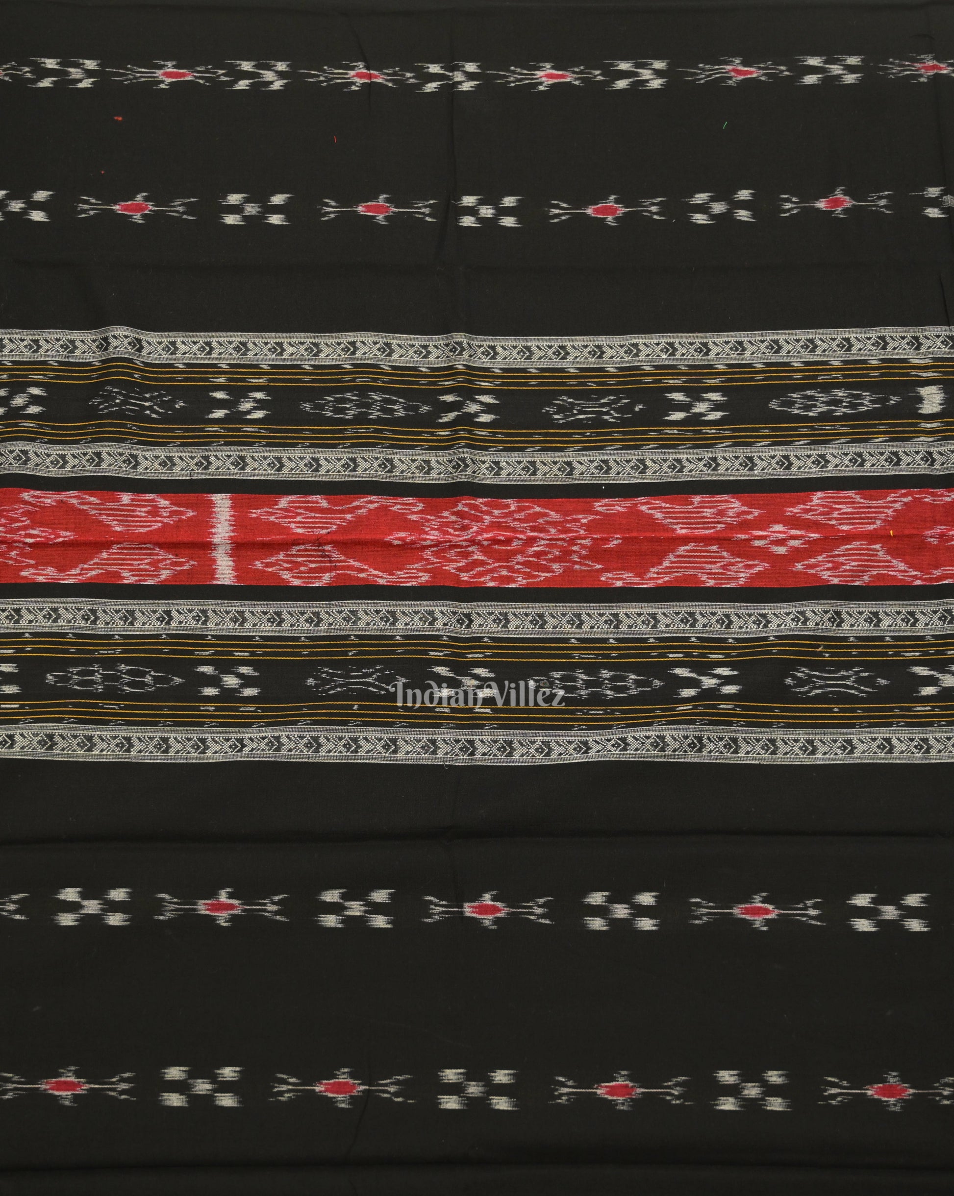 Black Red Pasapali Sambalpuri Cotton Dress set with Dupatta