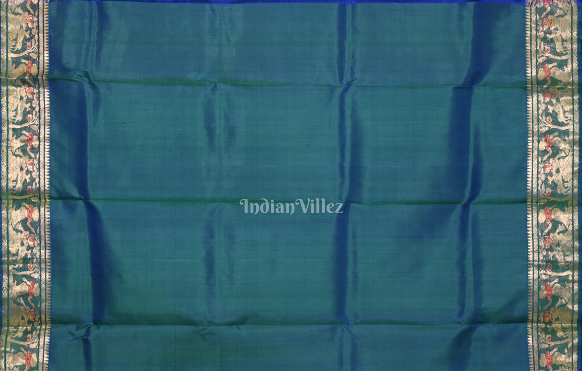 Peacock Blue Handwoven Baluchari Silk Saree