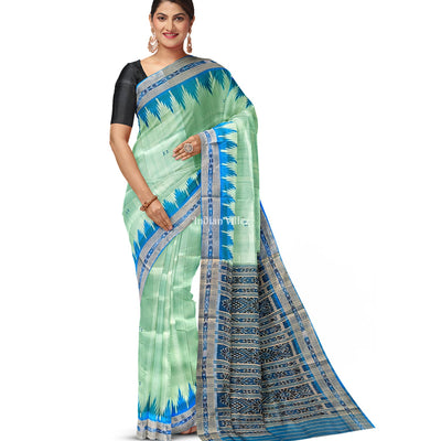 Mint Green Butta Design Odisha Ikat Khandua Silk Saree