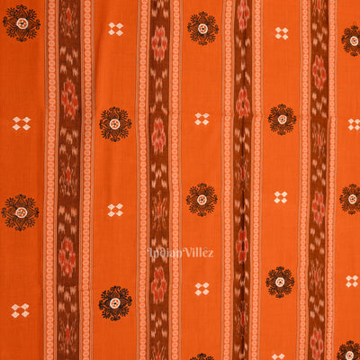 Orange Sambalpuri Cotton Bomkai Dress Material & Dupatta