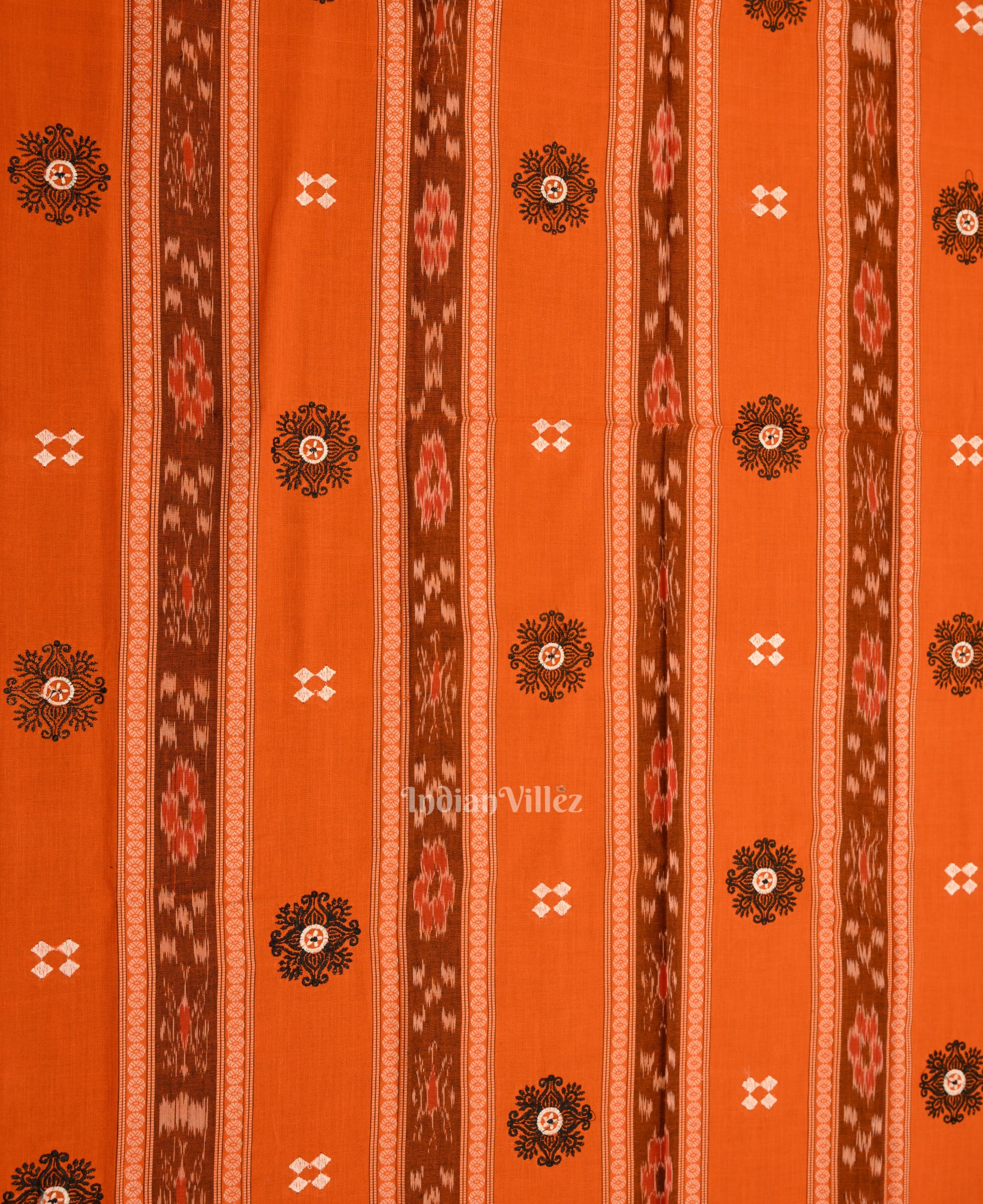 Orange Sambalpuri Cotton Bomkai Dress Material & Dupatta