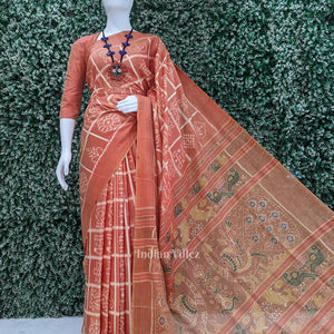 Peach Pink Nabakothi Contemporary Designer Silk Saree