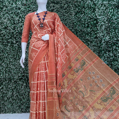 Peach Pink Nabakothi Contemporary Designer Silk Saree