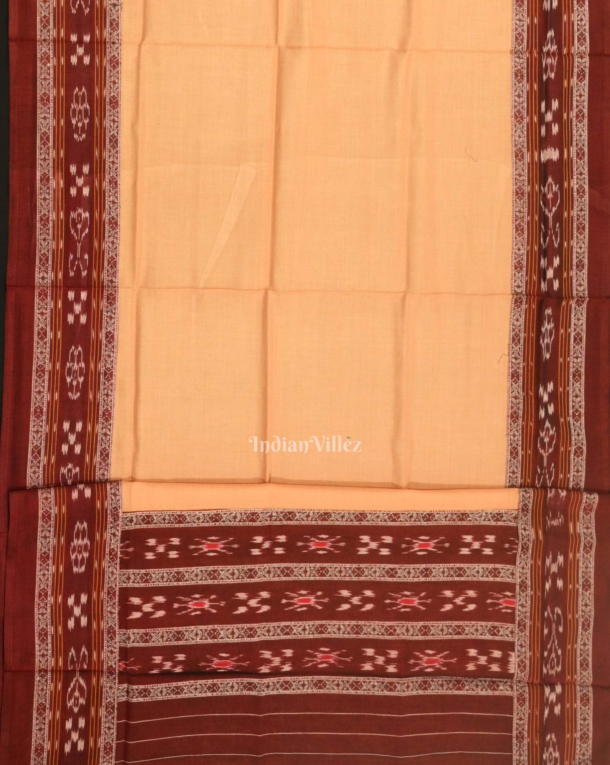 Maroon Cream Flower Buti Odisha Ikat  Sambalpuri Dress Set & Dupatta