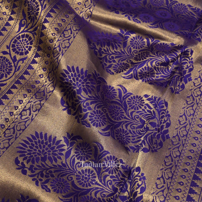 Navy Blue With Silver Pure Kanjivaram Silk Saree