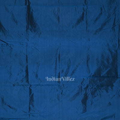 Blue Krishna Boita Theme Hand-Painted Pattachitra Saree