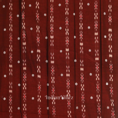 Maroon Parrot Green Flower Buti Odisha Ikat  Sambalpuri Dress Set & Dupatta