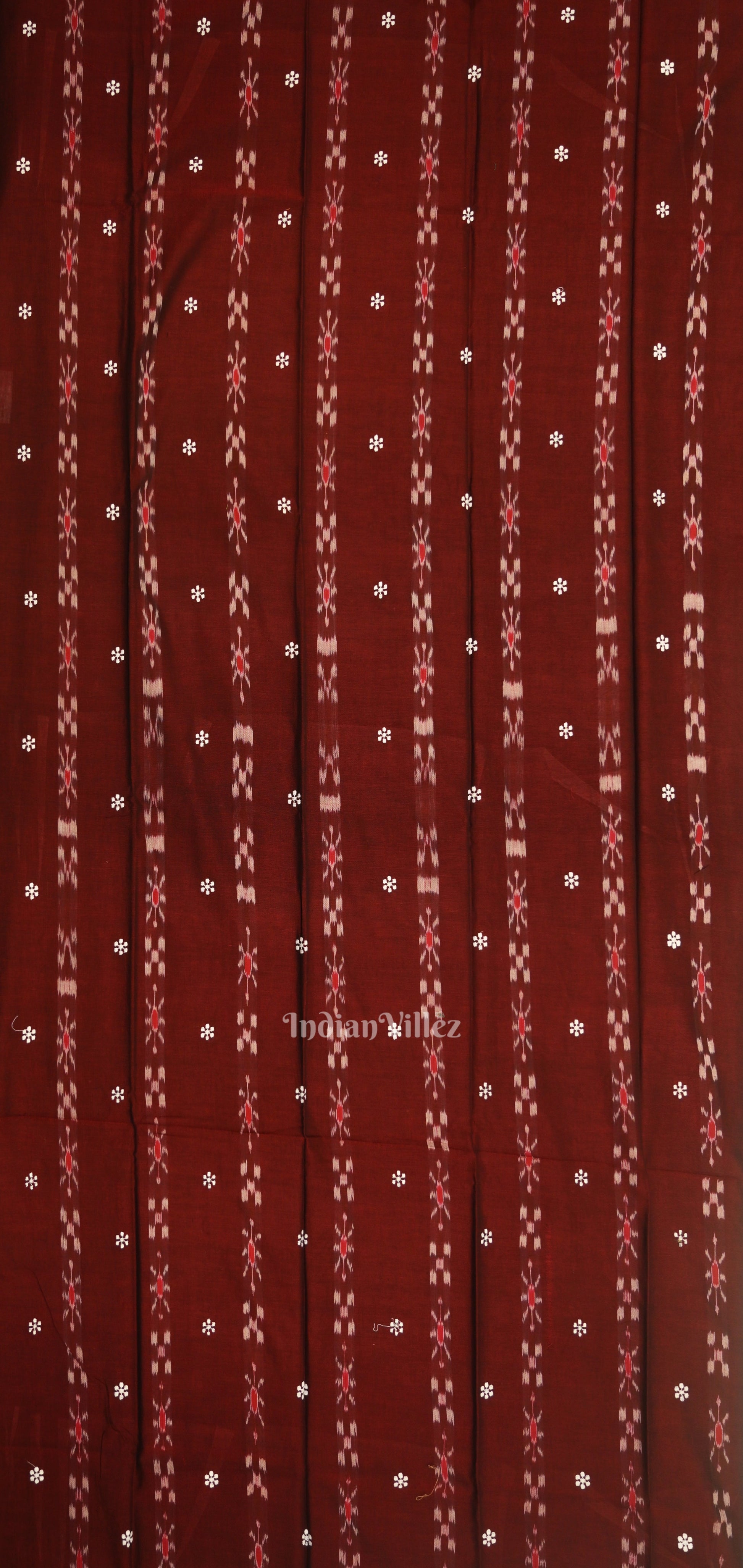 Maroon Parrot Green Flower Buti Odisha Ikat  Sambalpuri Dress Set & Dupatta