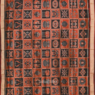 Coffee Brown Nabakothi Odisha Ikat Sambalpuri Silk Saree