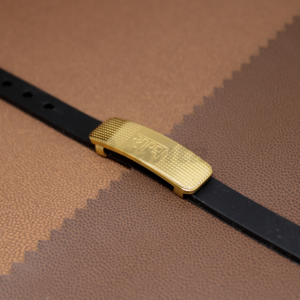 Ram Dotted Pattern Silicon Belt Men's Gold Bracelet