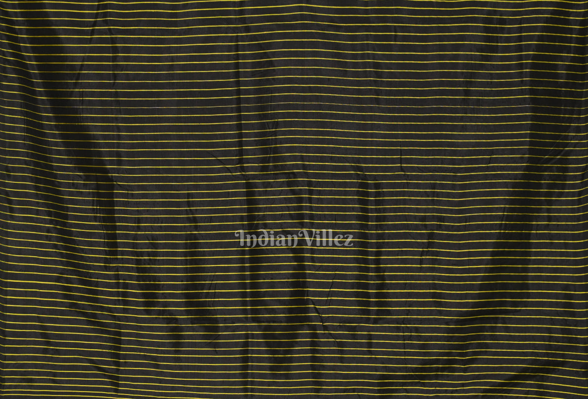 Black Neon Yellow Odia Barnamala Contemporary Silk Saree